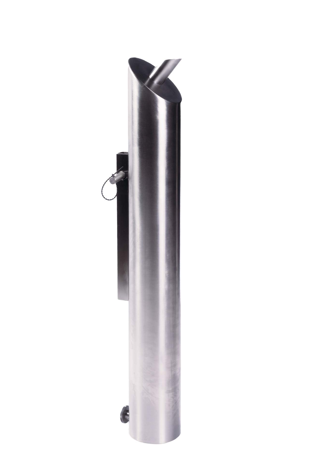Säulenaschenbecher aus Edelstahl mit Wandhalterung